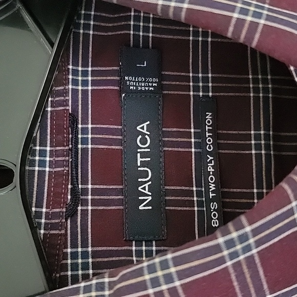 Nautica Plaid Button Down Men's Shirt Size Large 80's Two-Ply Cotton - Picture 2 of 8